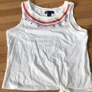 Tank top with tie front(sewn that way)